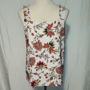 LOFT Women's Tank Top Paisley Floral Print Blouse Size Large